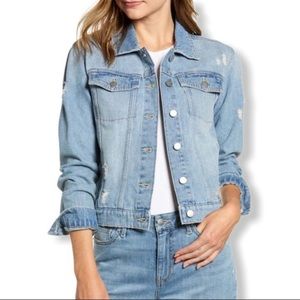 Beautifully distressed denim jacket by Rachel Purcell. NWOT